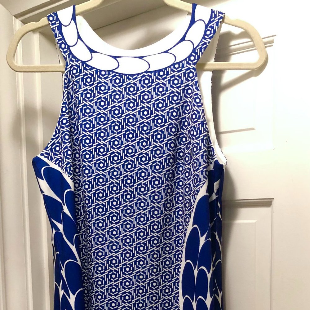 NWT Jenny Boston Boutique Dress: Aryeh Cobalt blue & white sleeveless dress